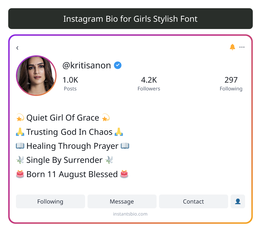 Instagram Bio for Girls Stylish Font