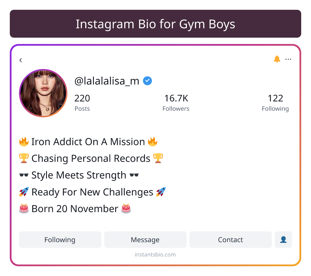 Instagram Bio for Gym Boys - gym bio