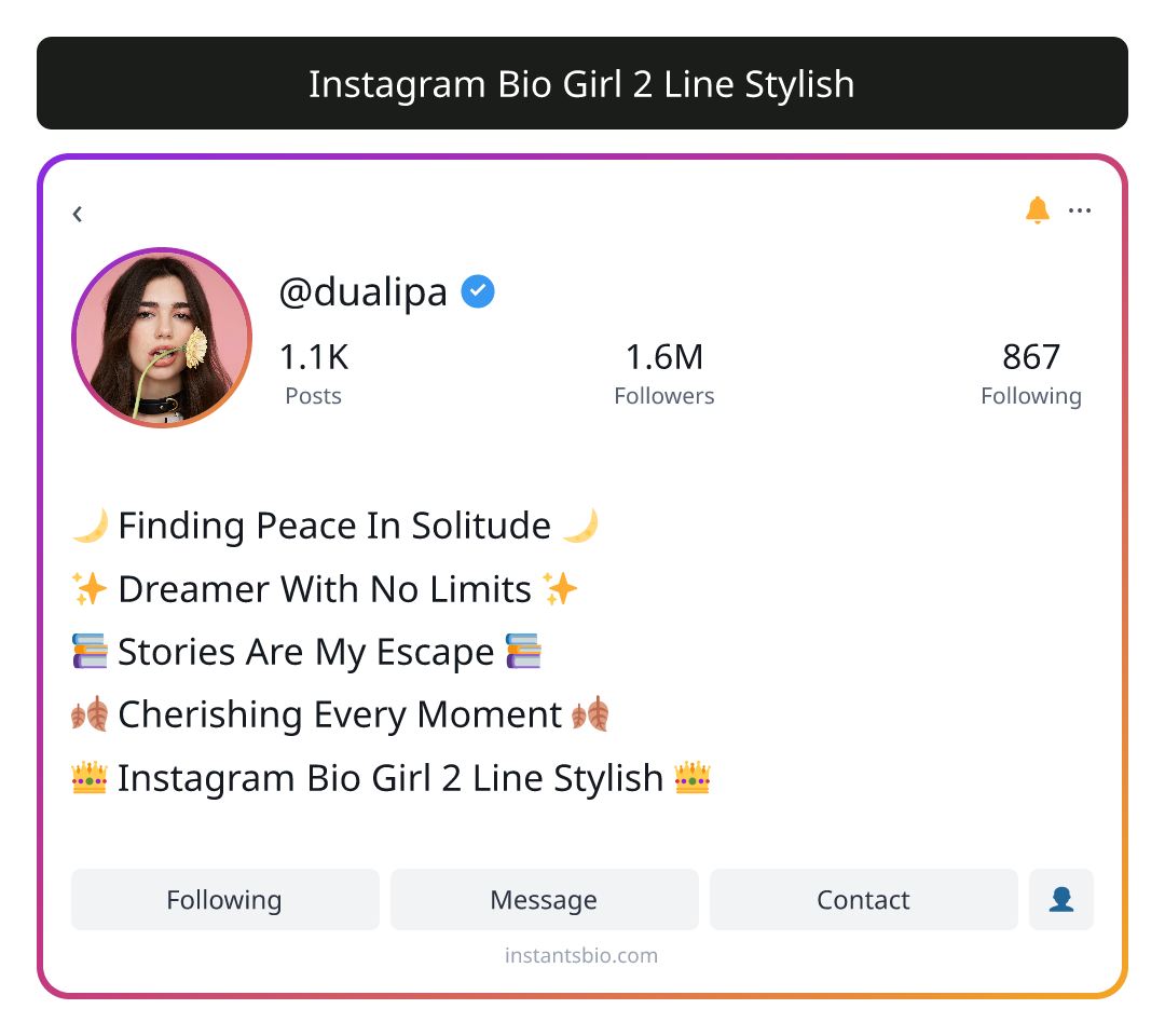 Instagram Bio Girl 2 Line Stylish