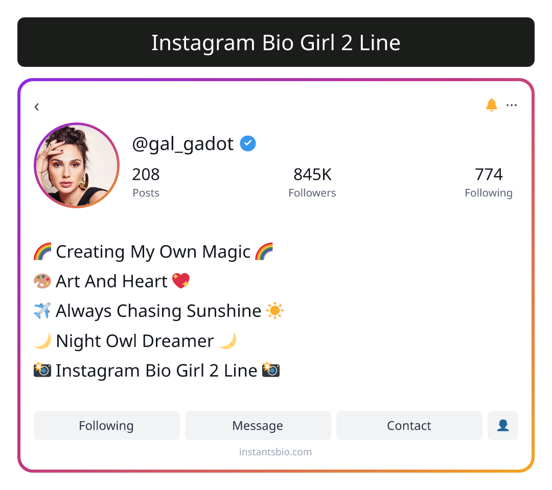 Instagram Bio Girl 2 Line