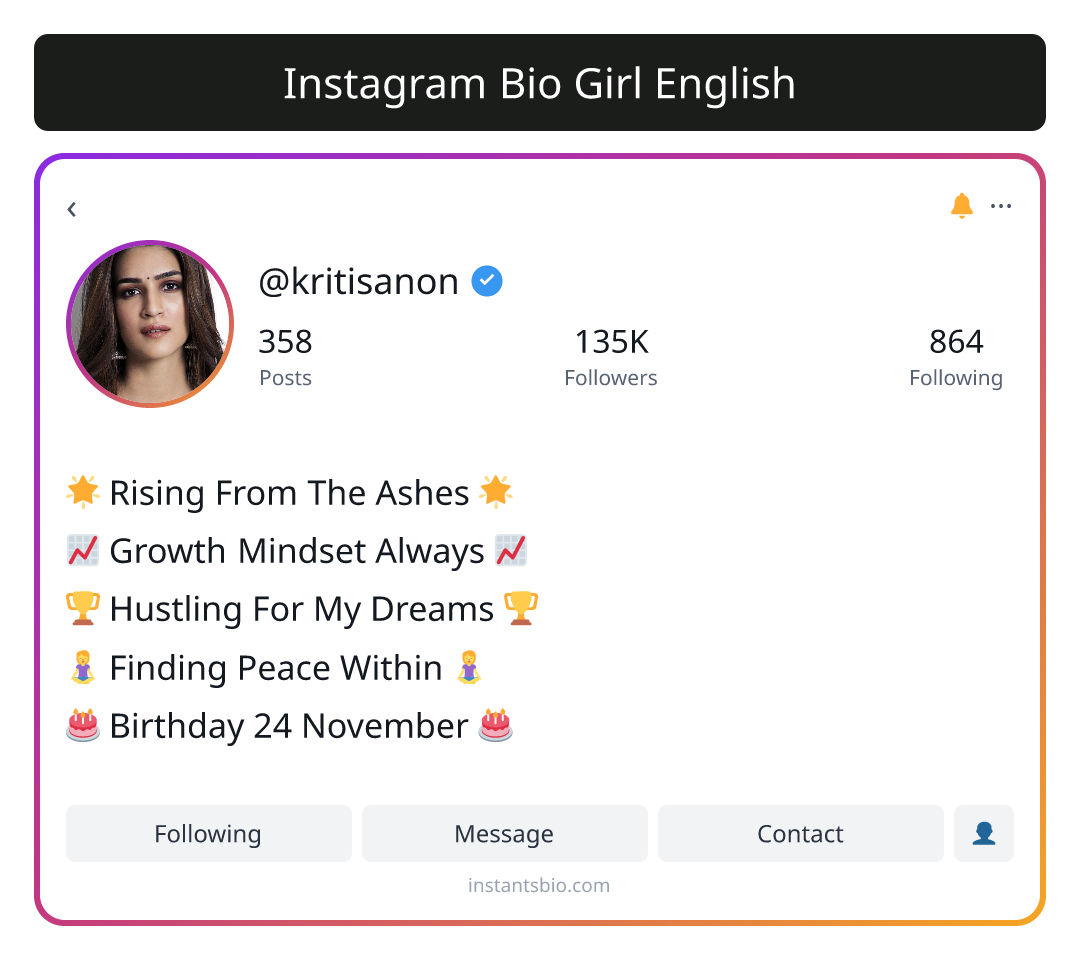 Instagram Bio Girl English