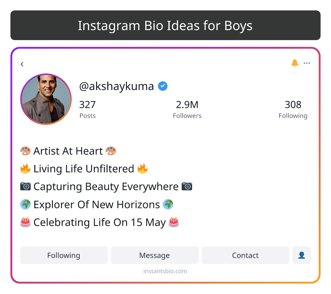 Instagram Bio Ideas for Boys