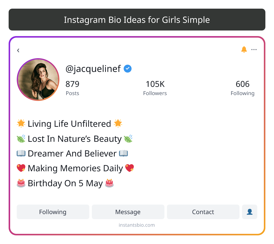 Instagram Bio Ideas for Girls Simple