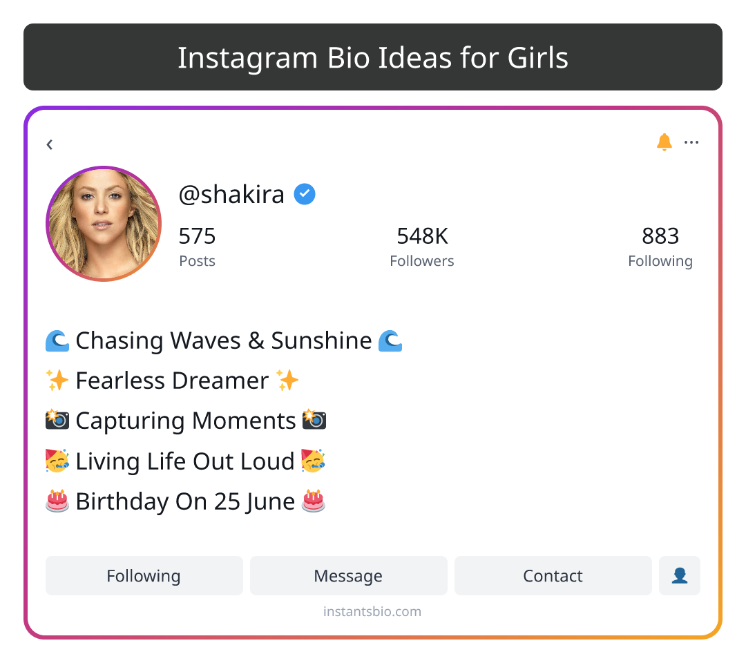 Instagram Bio Ideas for Girls