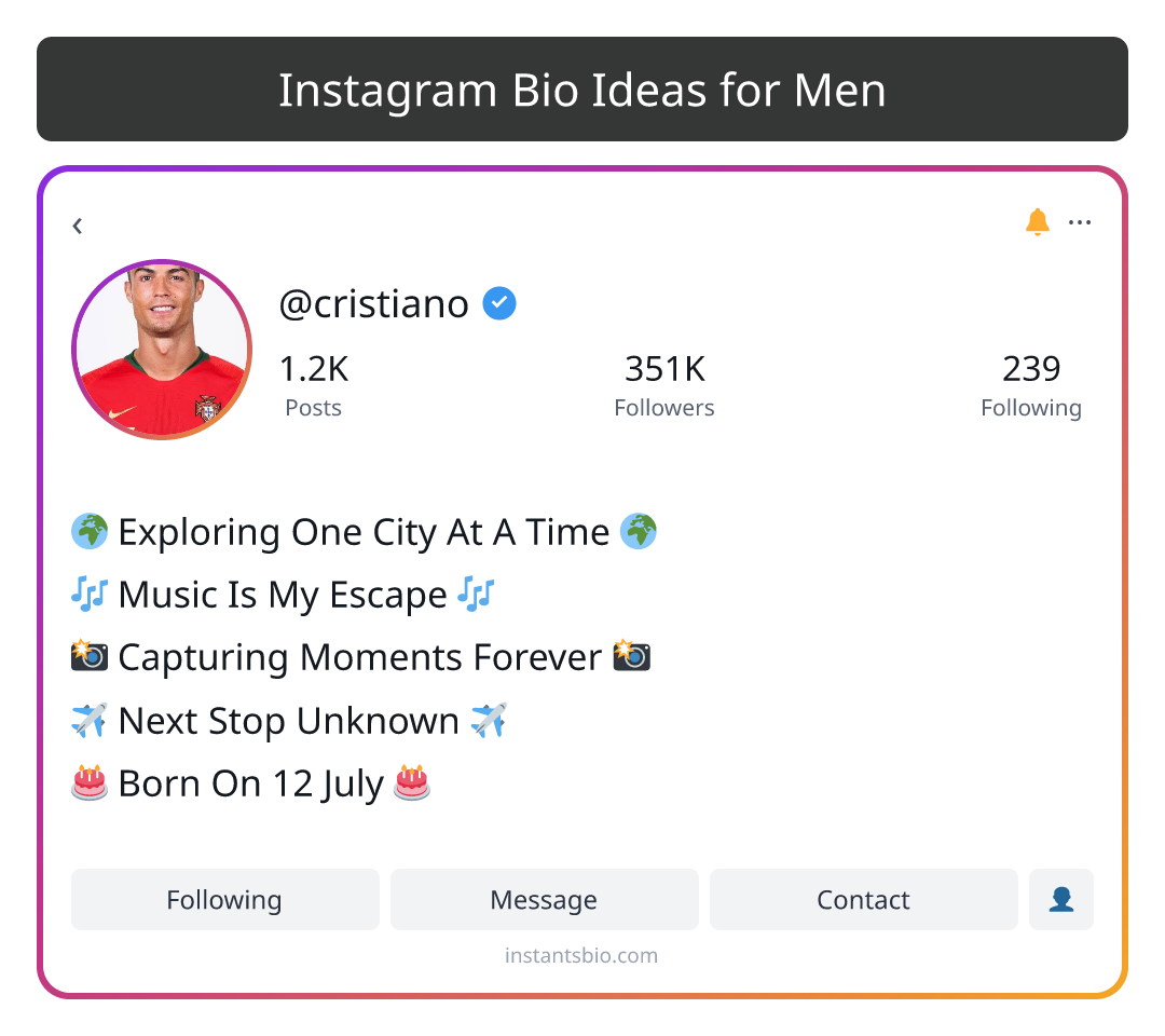 Instagram Bio Ideas for Men