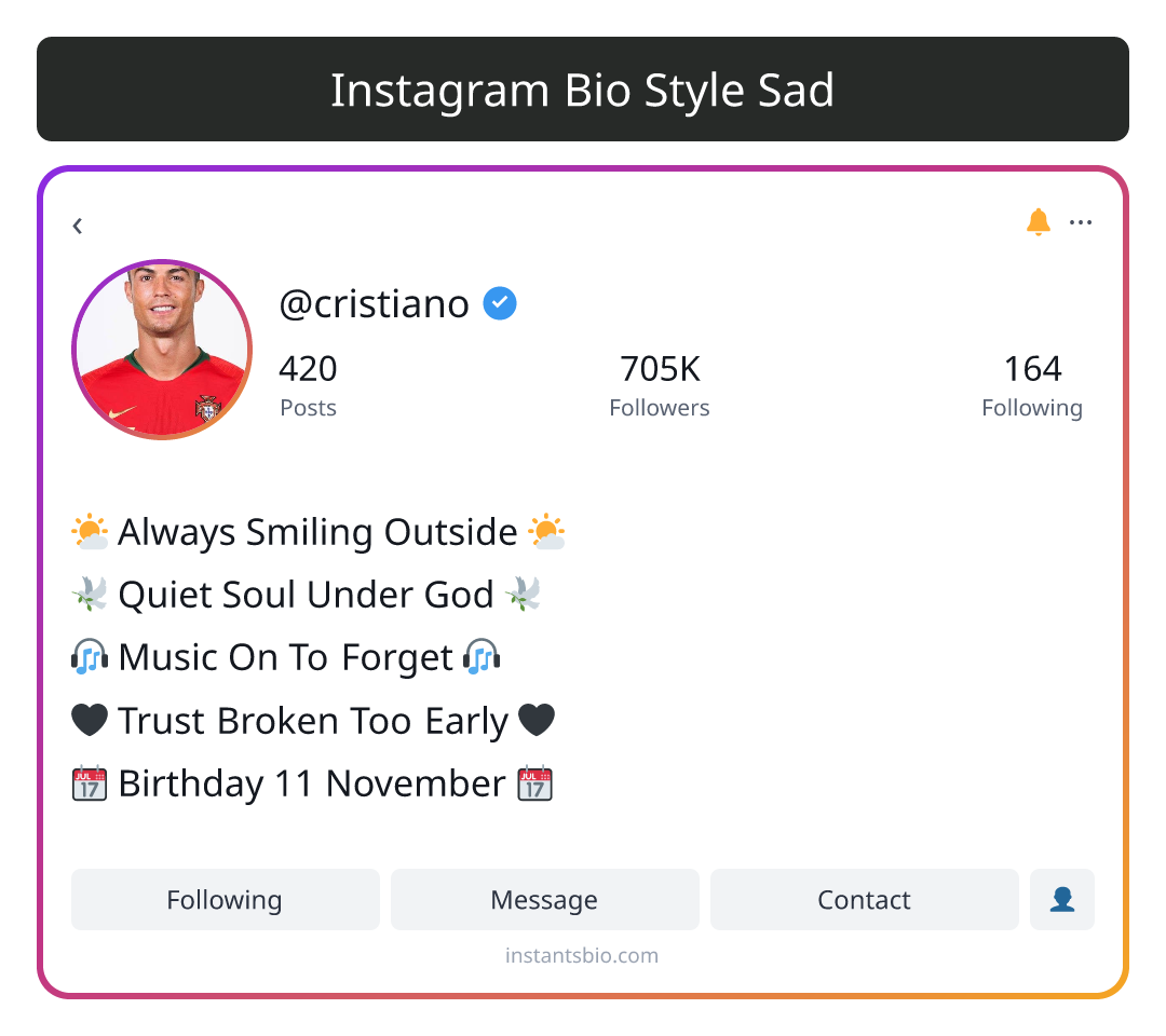 Instagram Bio Style Sad