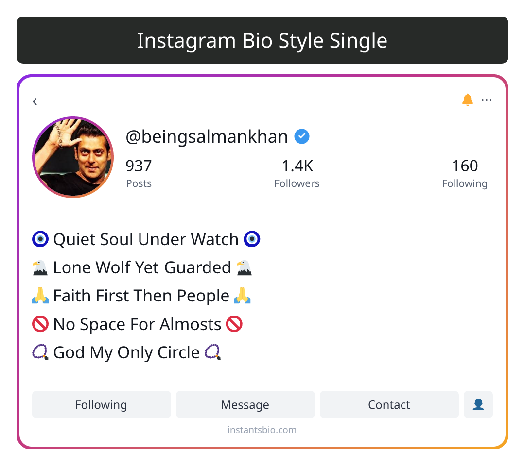 Instagram Bio Style Single