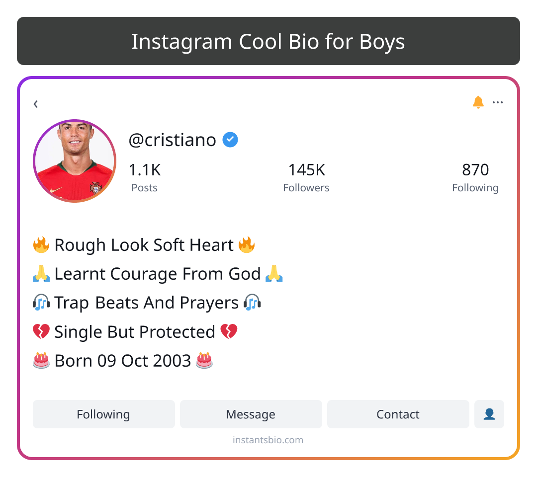 Instagram Cool Bio for Boys - instagram bio for boys