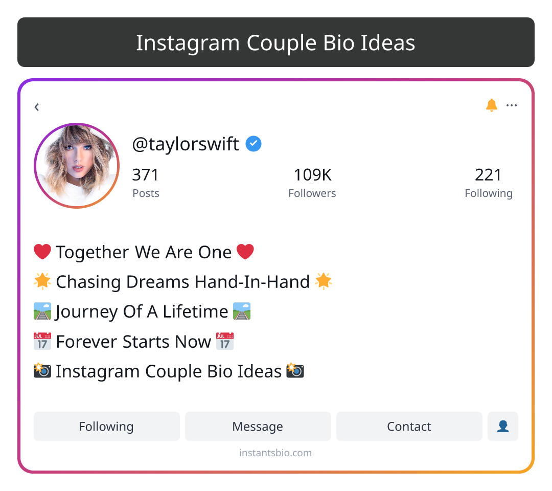 Instagram Couple Bio Ideas - instagram bio ideas