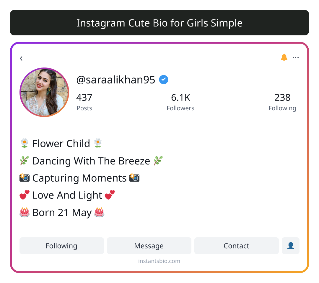 Instagram Cute Bio for Girls Simple - instagram bio for girls simple