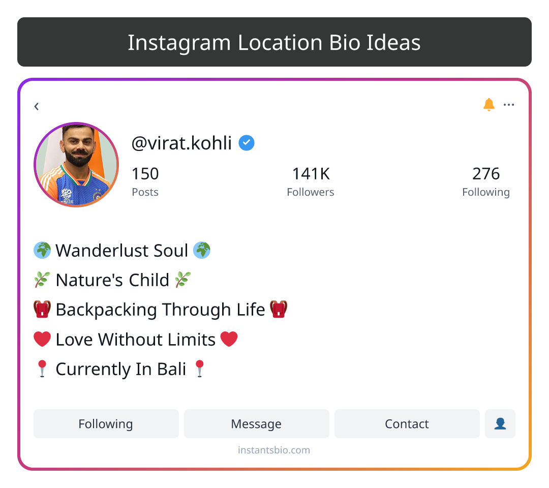 Instagram Location Bio Ideas - instagram bio ideas