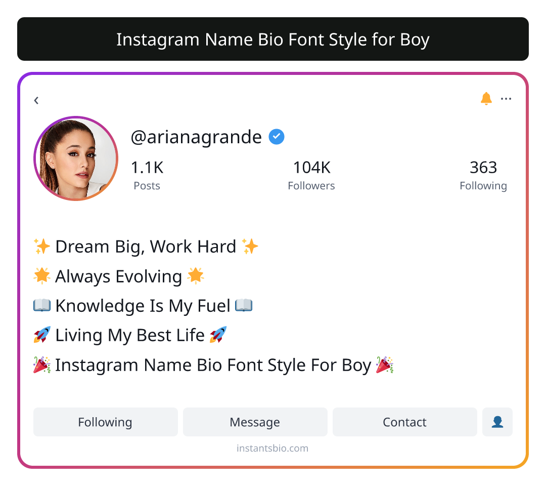 Instagram Name Bio Font Style for Boy - instagram bio font