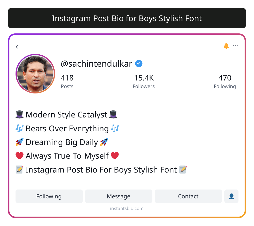Instagram Post Bio for Boys Stylish Font - instagram bio for boys stylish font