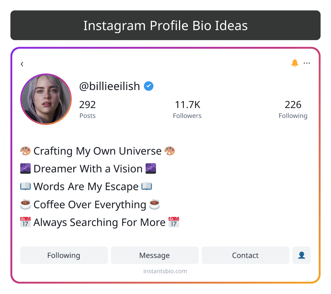 Instagram Profile Bio Ideas - instagram bio ideas