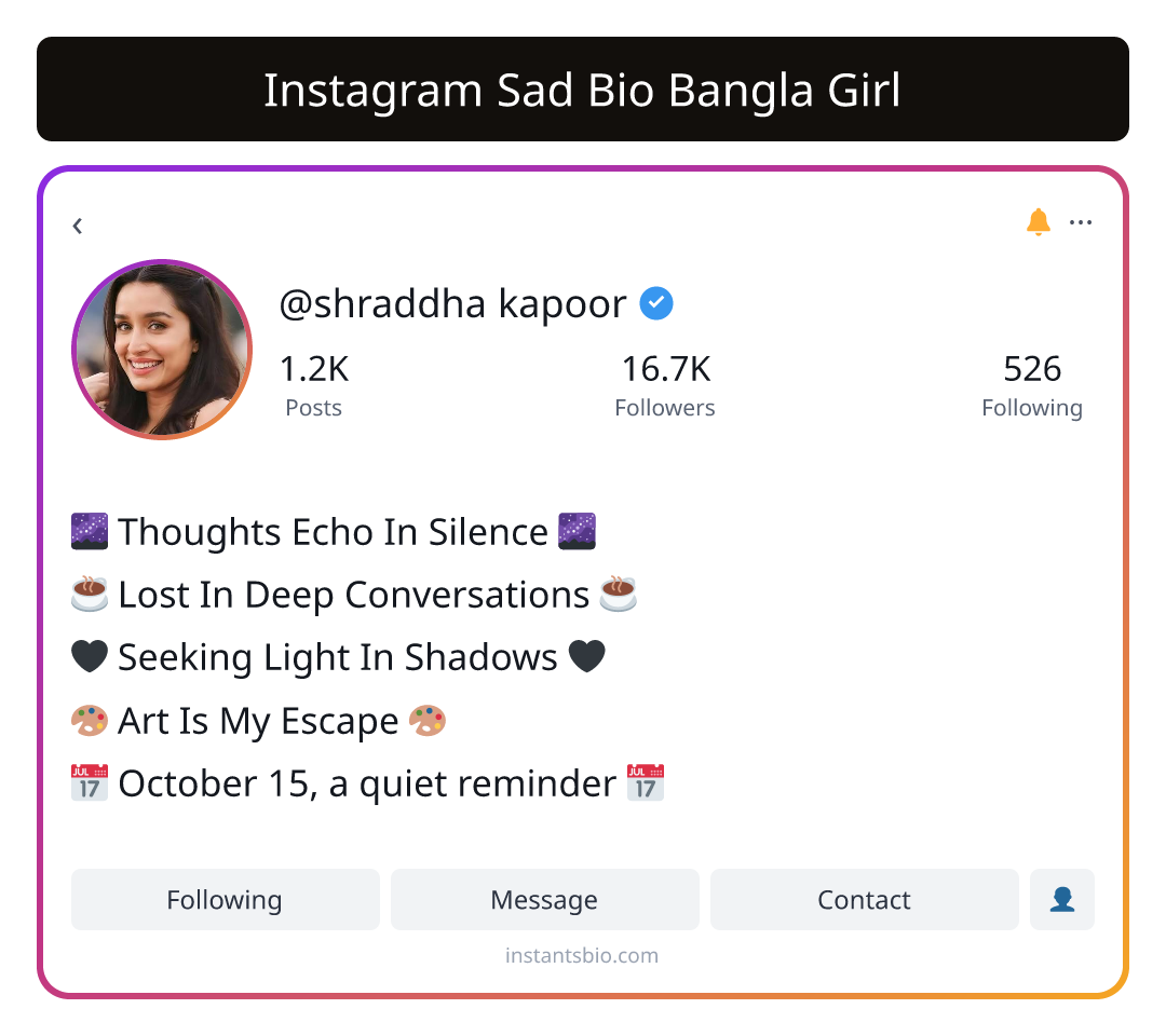 Instagram Sad Bio Bangla Girl