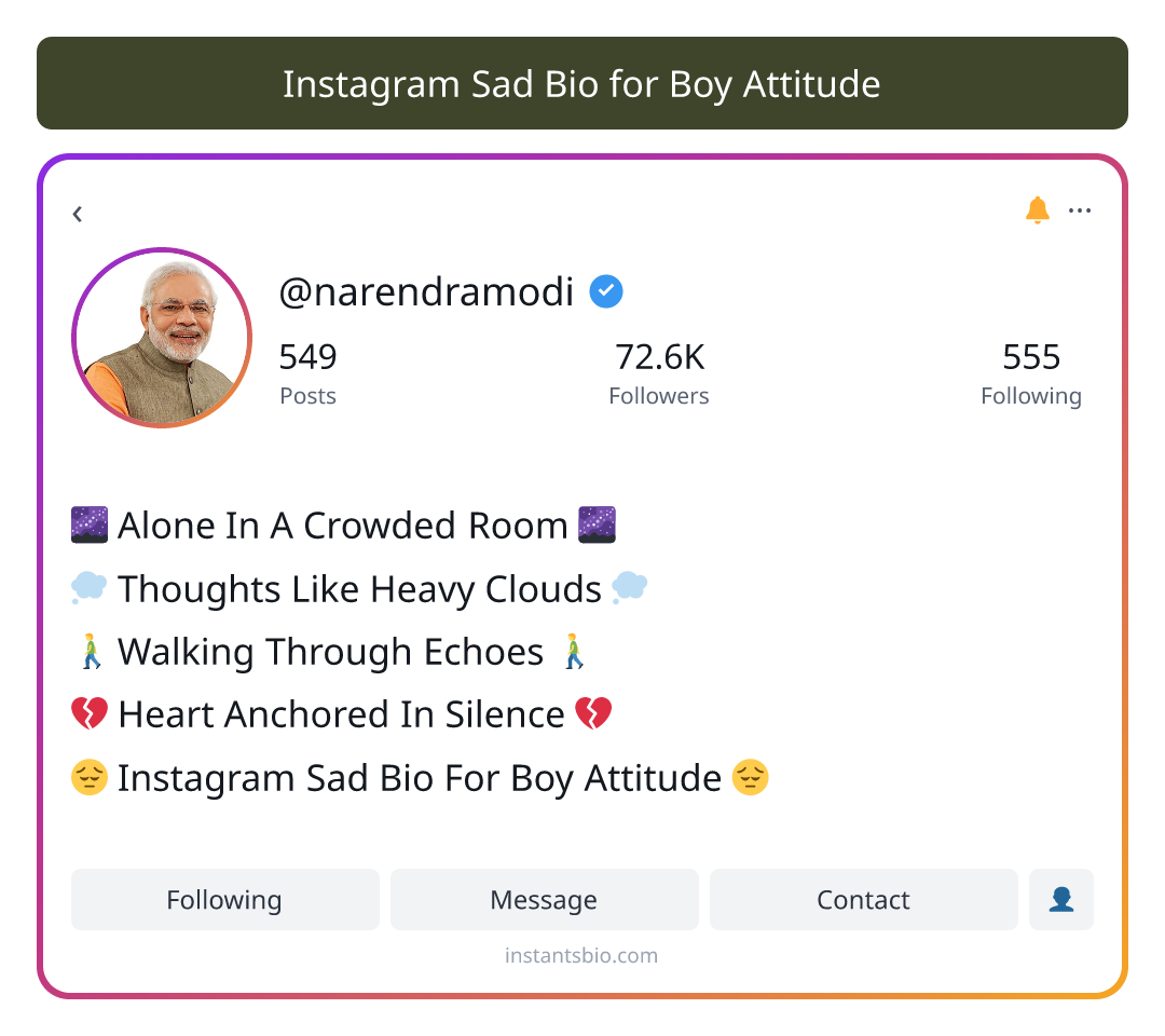 Instagram Sad Bio for Boy Attitude