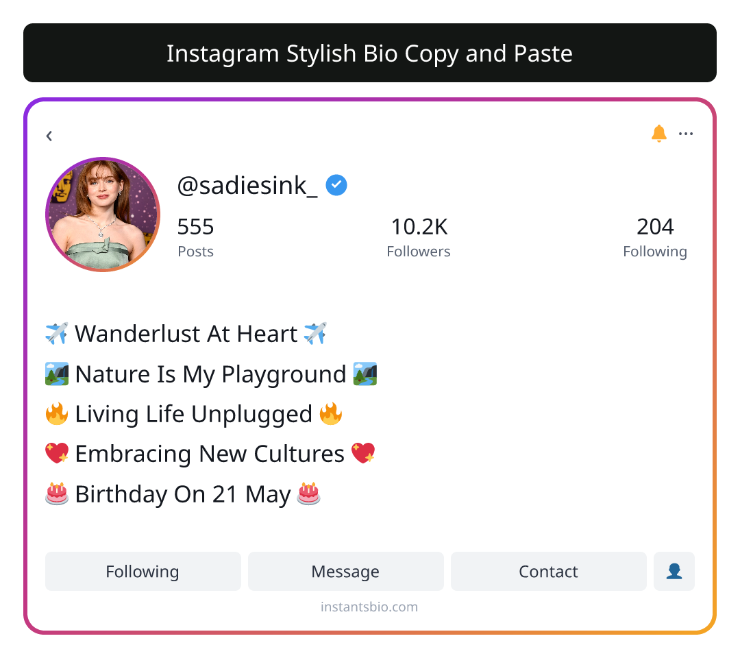Instagram Stylish Bio Copy and Paste