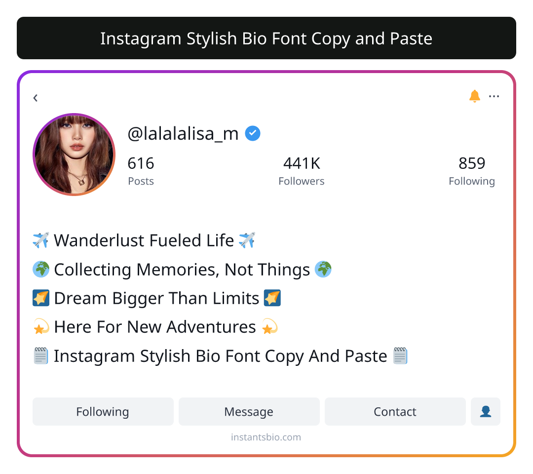 Instagram Stylish Bio Font Copy and Paste - instagram bio font
