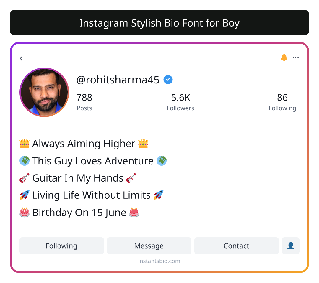 Instagram Stylish Bio Font for Boy - instagram bio font