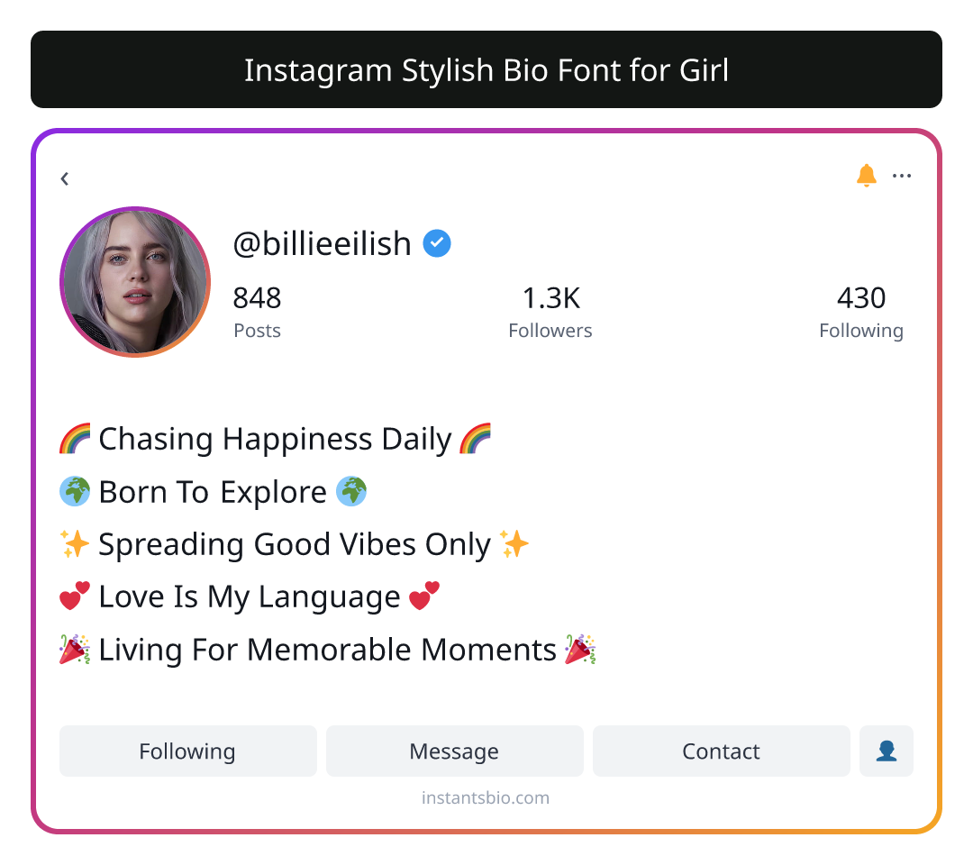 Instagram Stylish Bio Font for Girl - instagram bio font
