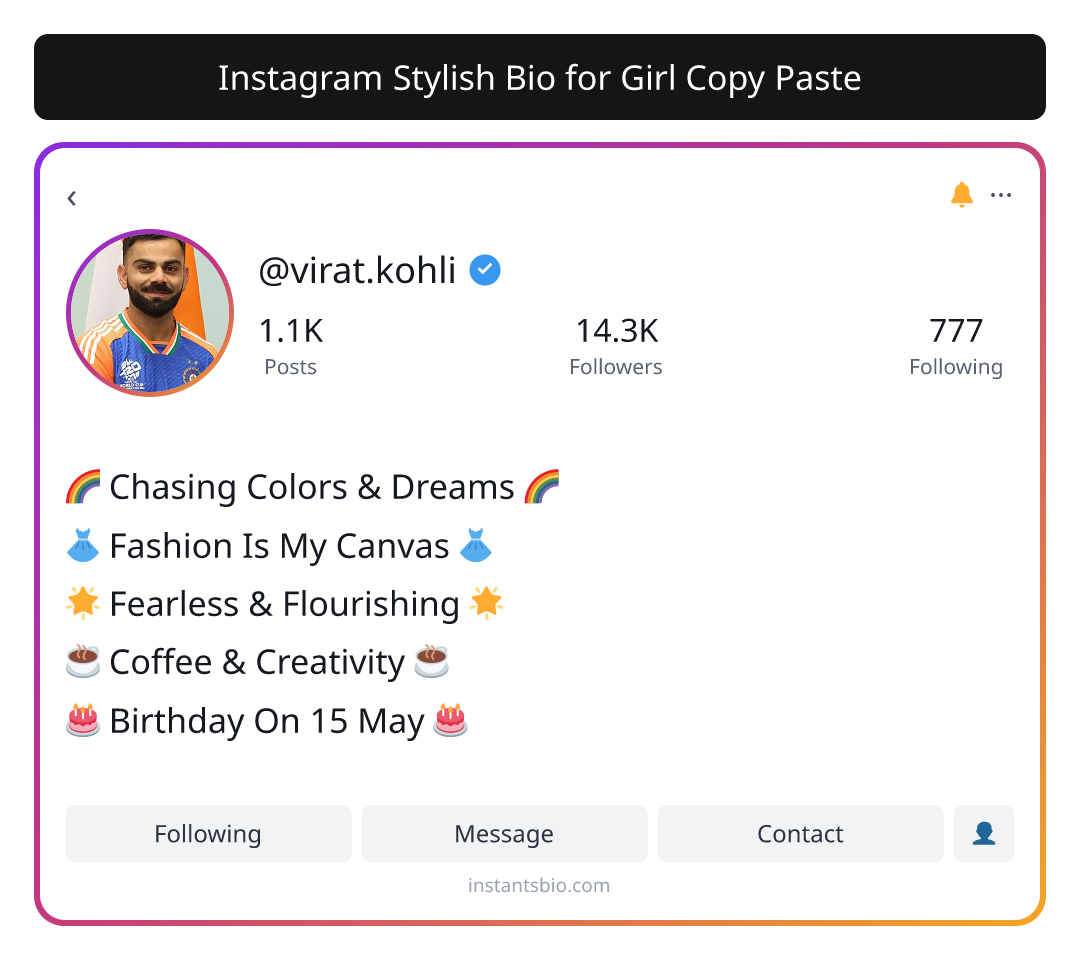 Instagram Stylish Bio for Girl Copy Paste