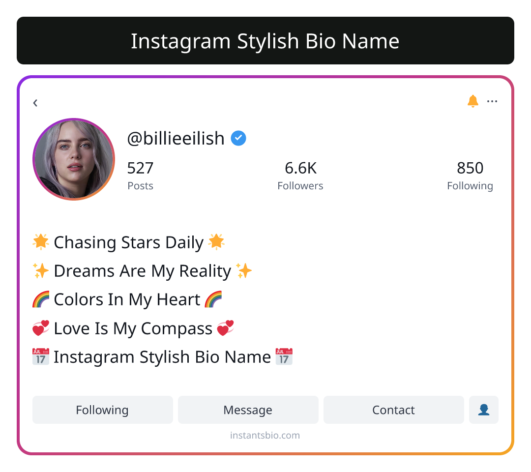 Instagram Stylish Bio Name
