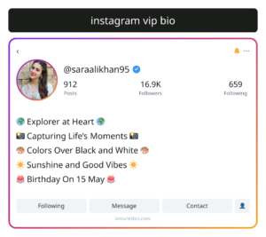 instagram vip bio