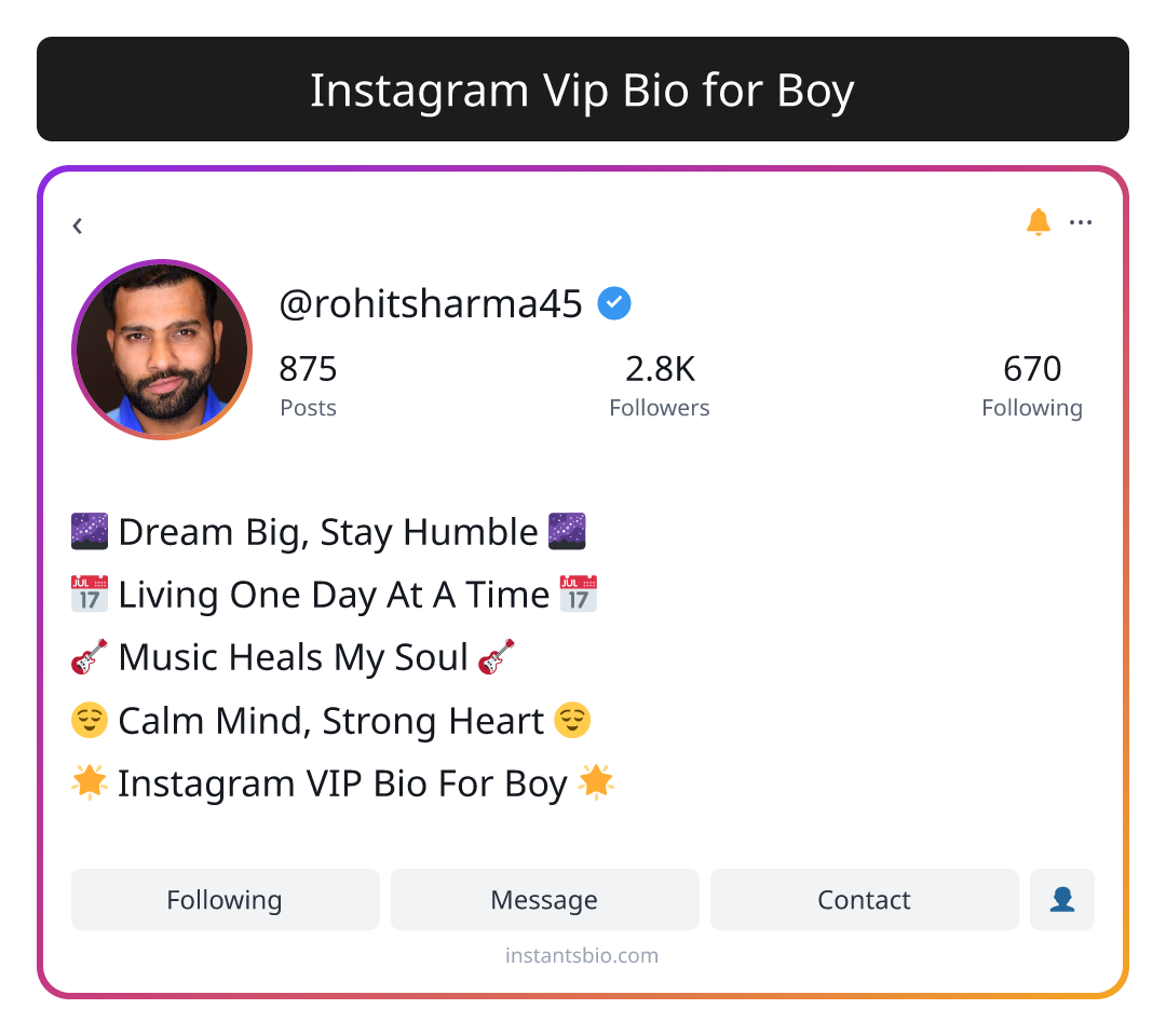 Instagram Vip Bio for Boy