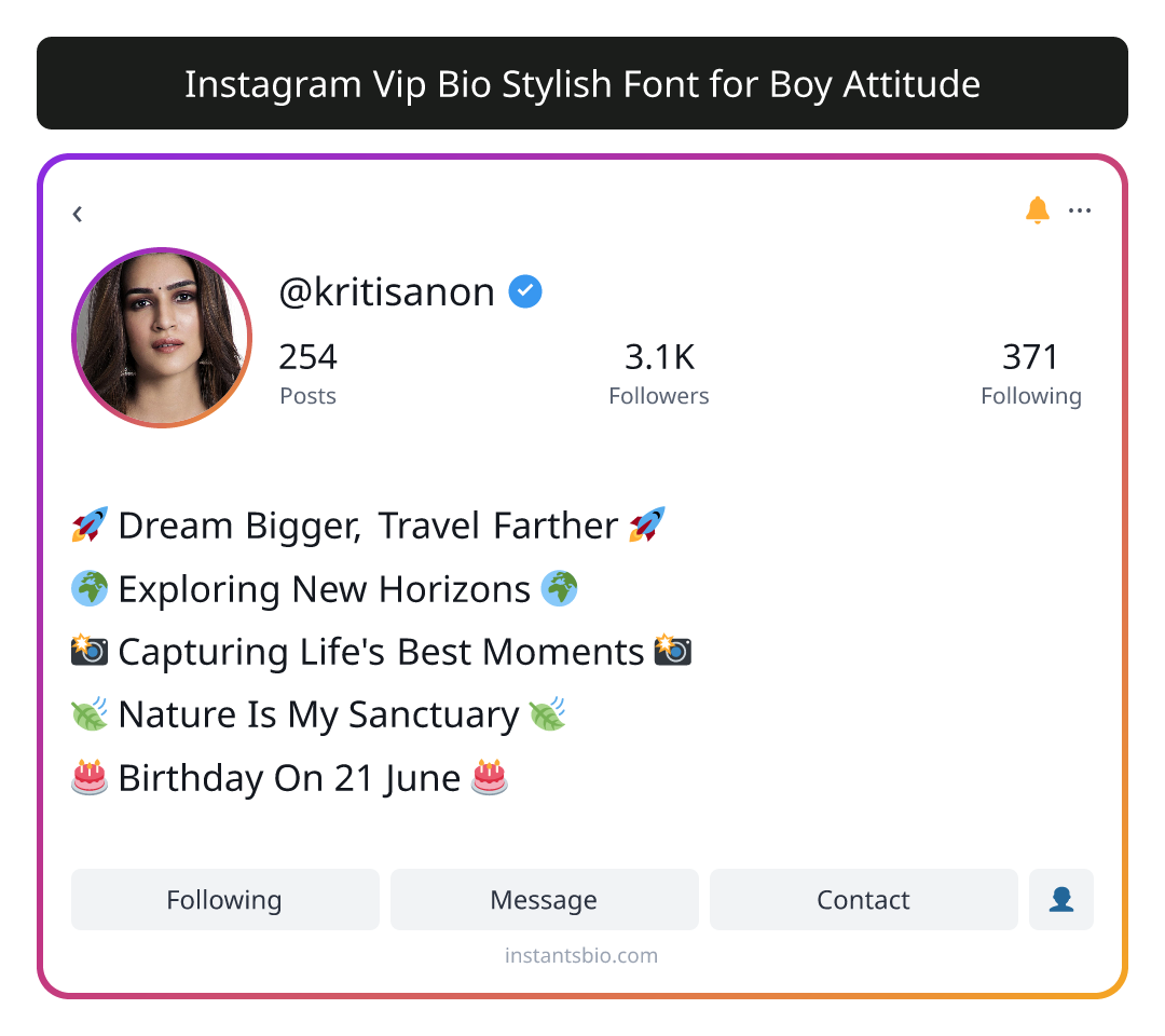 Instagram Vip Bio Stylish Font for Boy Attitude