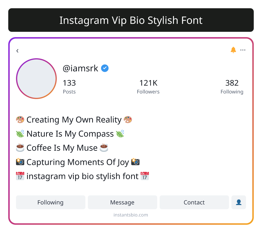 Instagram Vip Bio Stylish Font