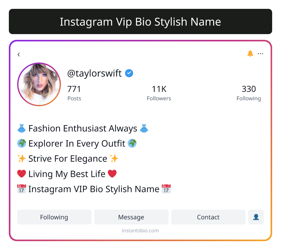 Instagram Vip Bio Stylish Name