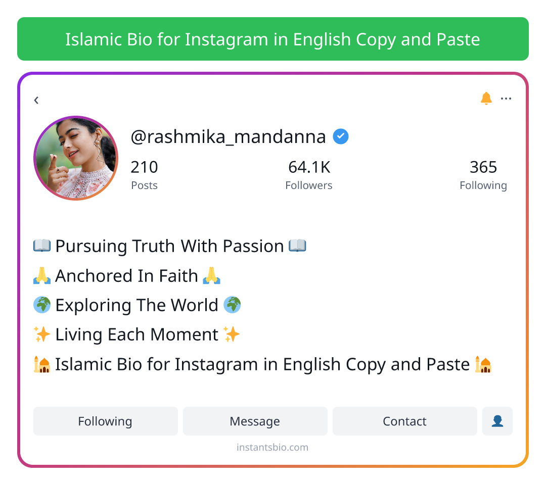 Islamic Bio for Instagram in English Copy and Paste