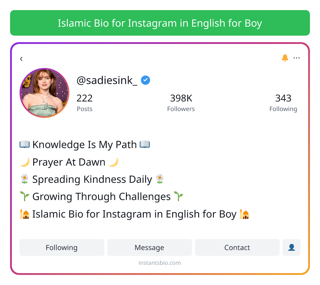 Islamic Bio for Instagram in English for Boy