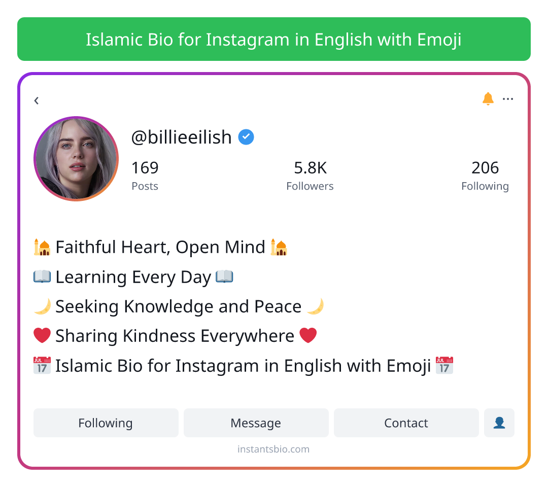 Islamic Bio for Instagram in English with Emoji
