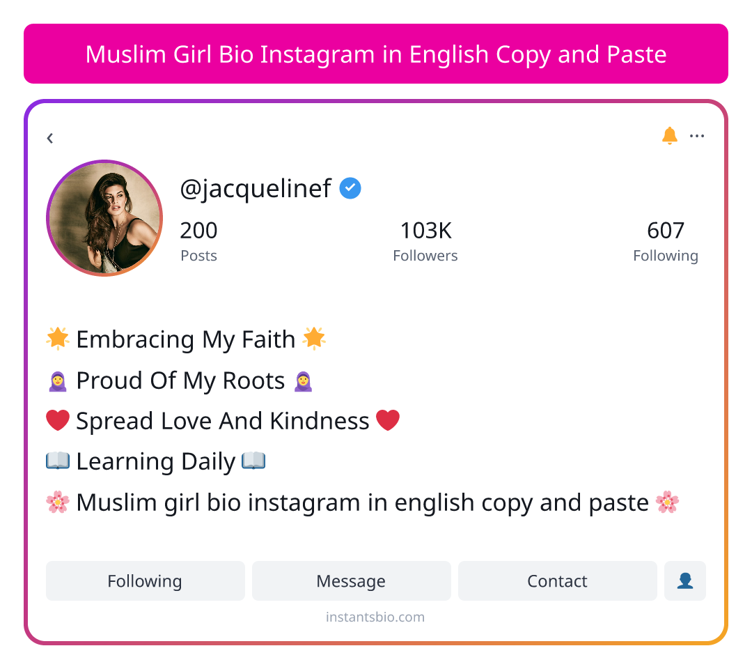 Muslim Girl Bio Instagram in English Copy and Paste