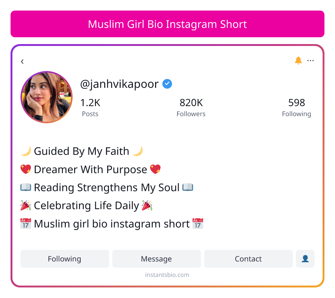 Muslim Girl Bio Instagram Short