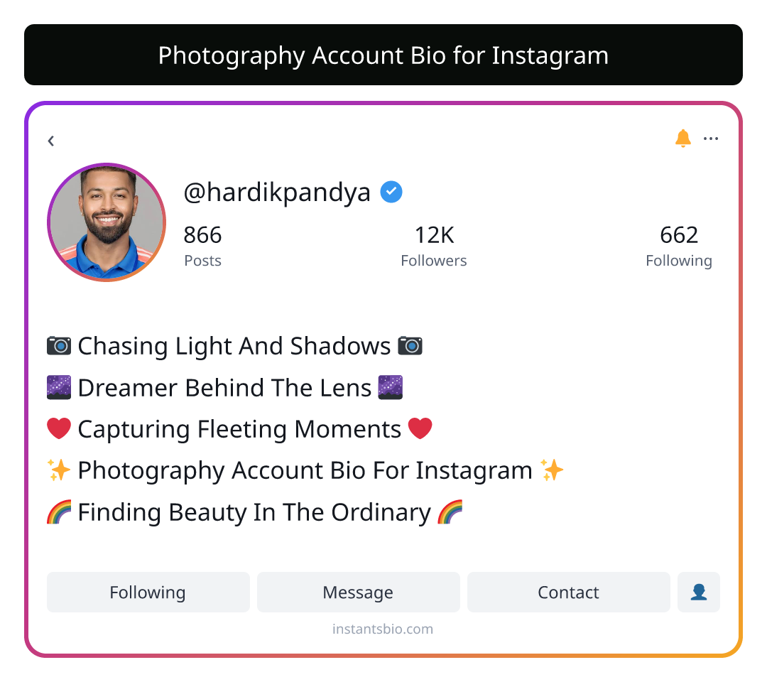 Photography Account Bio for Instagram - photography bio for instagram