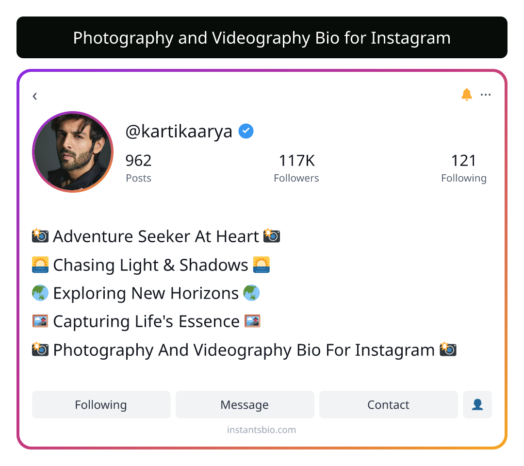 Photography and Videography Bio for Instagram - photography bio for instagram