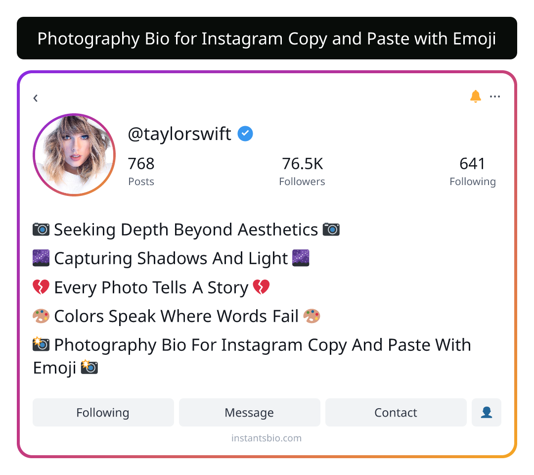 Photography Bio for Instagram Copy and Paste with Emoji