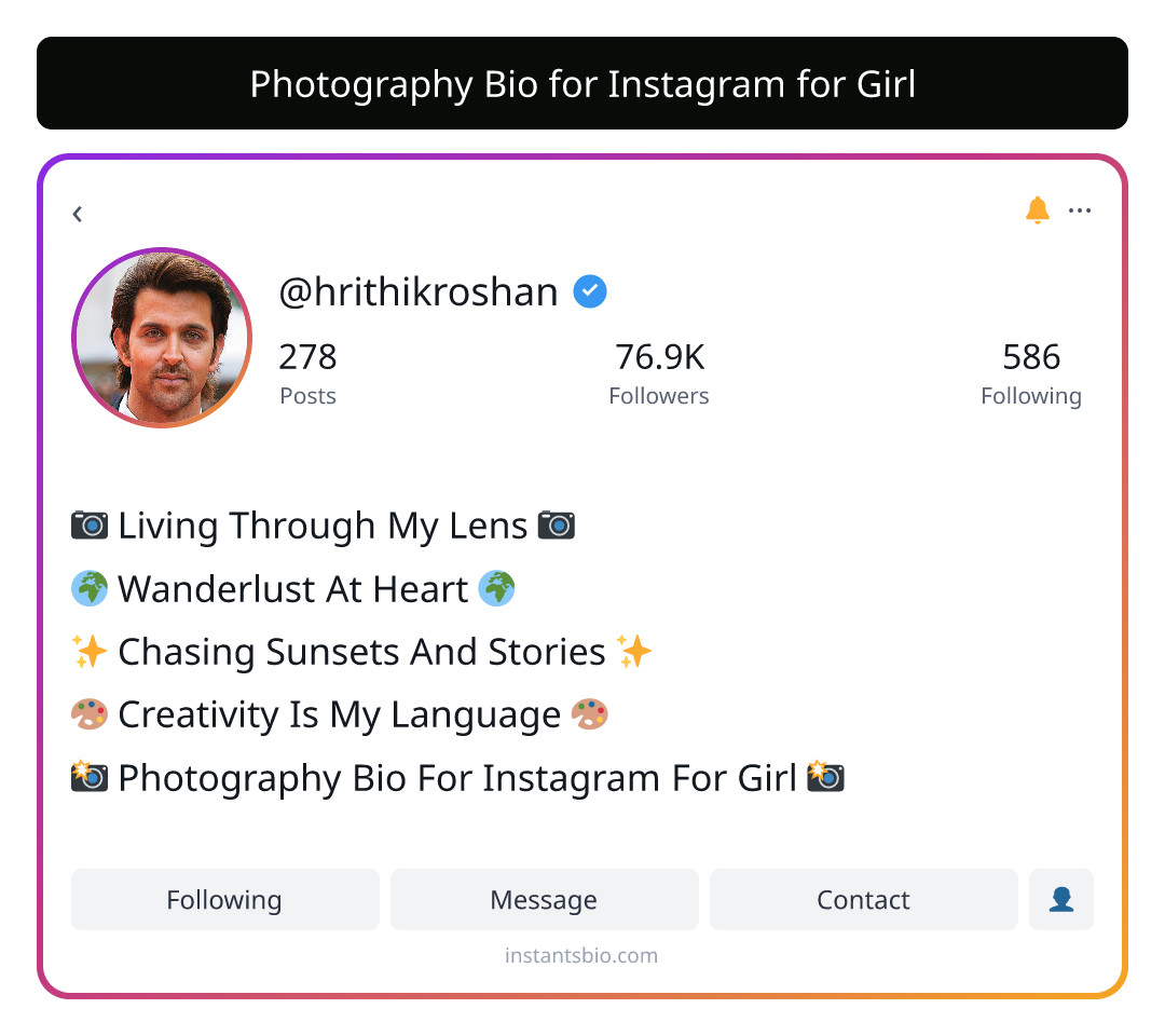 Photography Bio for Instagram for Girl