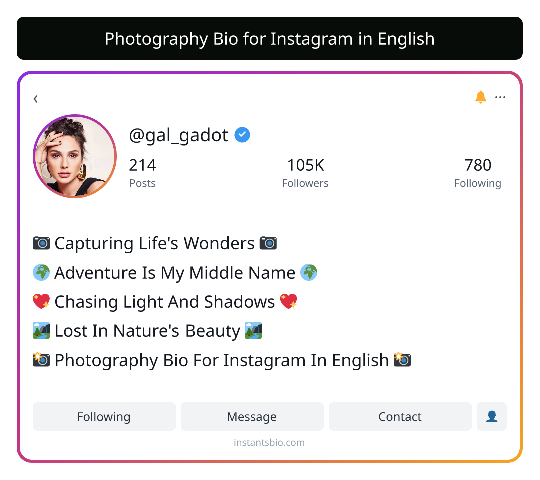 Photography Bio for Instagram in English