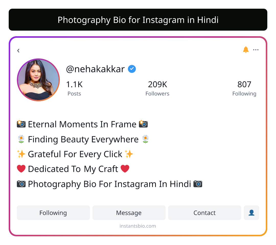 Photography Bio for Instagram in Hindi