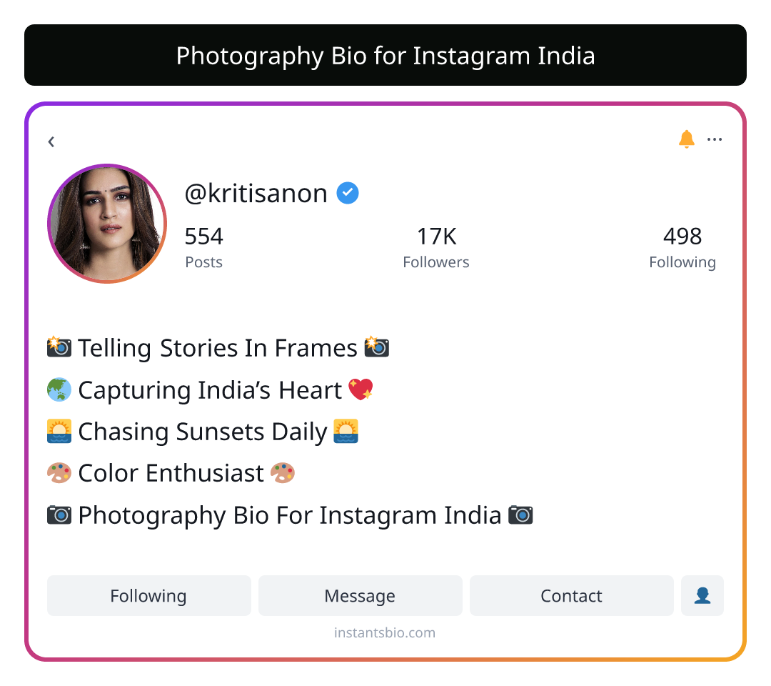 Photography Bio for Instagram India