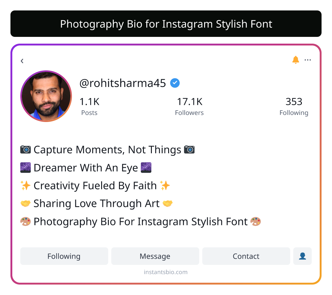 Photography Bio for Instagram Stylish Font