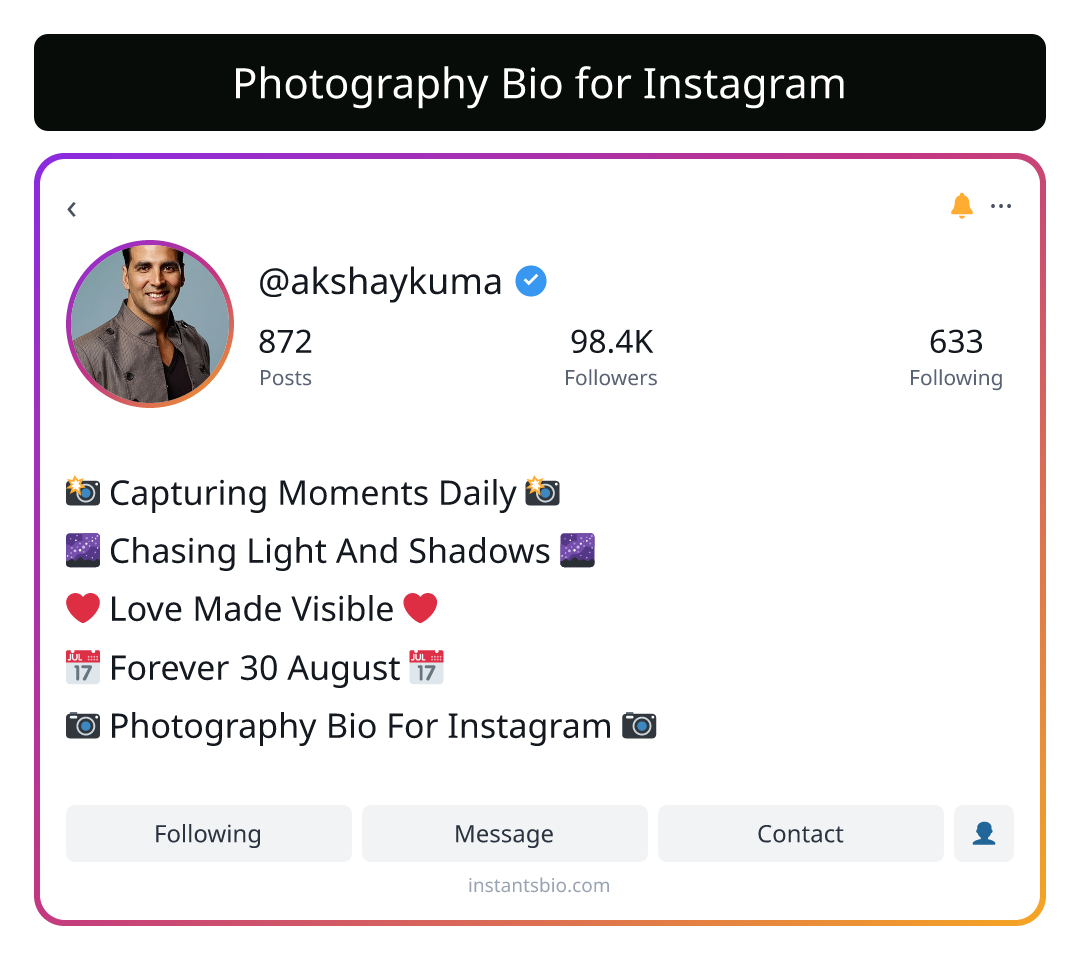 Photography Bio for Instagram
