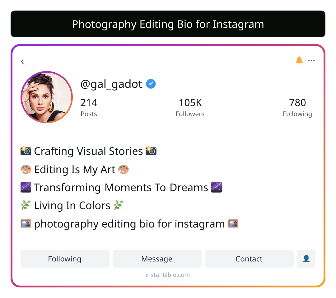Photography Editing Bio for Instagram - photography bio for instagram