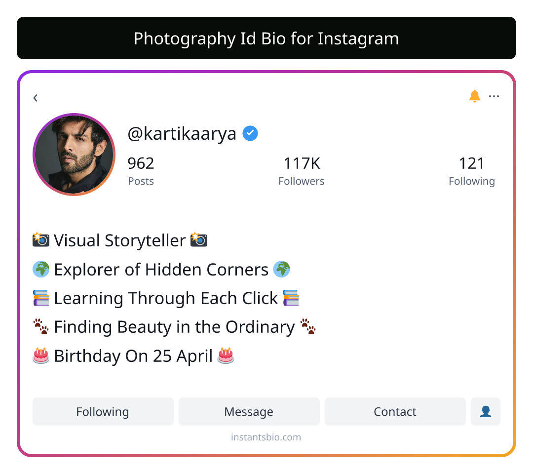 Photography Id Bio for Instagram - photography bio for instagram