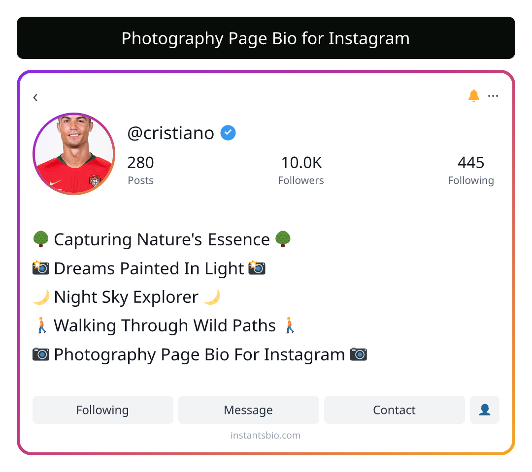 Photography Page Bio for Instagram - photography bio for instagram