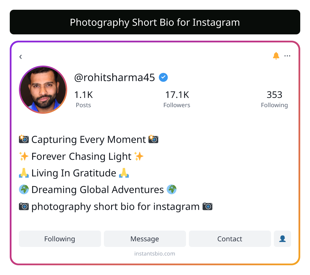 Photography Short Bio for Instagram - photography bio for instagram