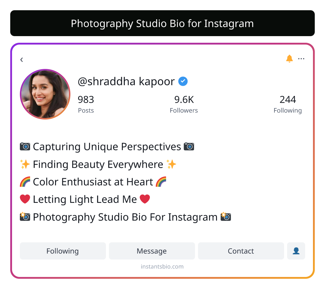 Photography Studio Bio for Instagram - photography bio for instagram